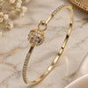 Oro Laminado Individual Bangle, Gold Filled Style with White Micro Pave and White Crystal, Polished, Golden Finish, 07.193.0044.05 (02 MM Thickness, Size 5 (2.50 Diameter))