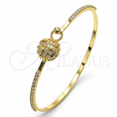 Oro Laminado Individual Bangle, Gold Filled Style with White Micro Pave and White Crystal, Polished, Golden Finish, 07.193.0044.05 (02 MM Thickness, Size 5 (2.50 Diameter))