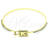 Oro Laminado Individual Bangle, Gold Filled Style Airplane Design, with White Micro Pave and White Crystal, Polished, Golden Finish, 07.193.0045.05 (02 MM Thickness, Size 5 (2.50 Diameter))