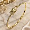 Oro Laminado Individual Bangle, Gold Filled Style Airplane Design, with White Micro Pave and White Crystal, Polished, Golden Finish, 07.193.0045.05 (02 MM Thickness, Size 5 (2.50 Diameter))