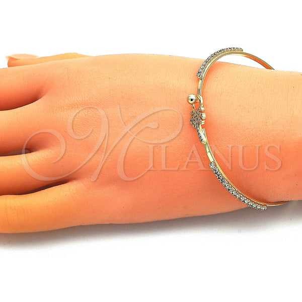 Gold Filled Jewelry — Individual Bangle Palm Tree Design with White Micro — alternate product view — SKU 148325 | Oro Laminado joyería — Individual Bangle Palm Tree diseño with blanco Micro — SKU 148325