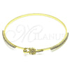 Oro Laminado Individual Bangle, Gold Filled Style Palm Tree Design, with White Micro Pave and White Crystal, Polished, Golden Finish, 07.193.0046.05 (02 MM Thickness, Size 5 (2.50 Diameter))