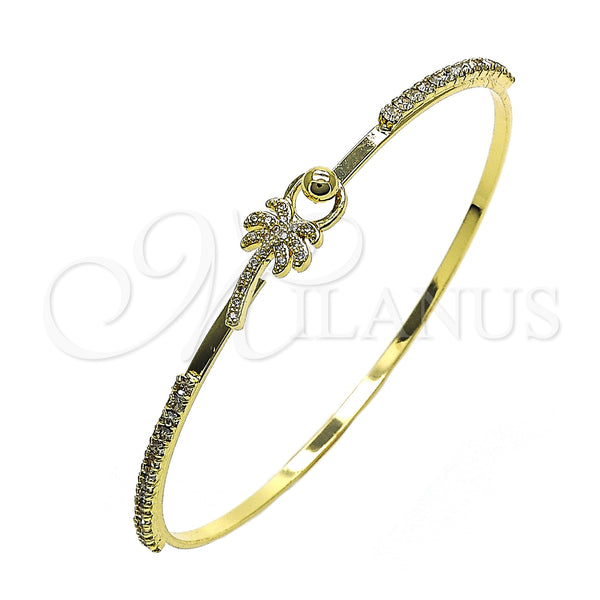 Gold Filled Jewelry — Individual Bangle Palm Tree Design with White Micro — main product view — SKU 148325 | Oro Laminado joyería — Individual Bangle Palm Tree diseño with blanco Micro — SKU 148325
