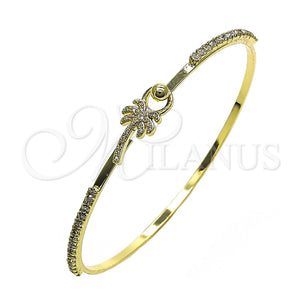 Gold Filled Jewelry — Individual Bangle Palm Tree Design with White Micro — main product view — SKU 148325 | Oro Laminado joyería — Individual Bangle Palm Tree diseño with blanco Micro — SKU 148325