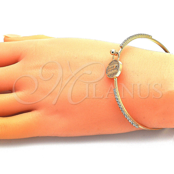 Gold Filled Jewelry — Individual Bangle Heart and Love Design with White — alternate product view — SKU 148326 | Oro Laminado joyería — Individual Bangle corazón and Love diseño with blanco — SKU 148326