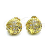 Oro Laminado Stud Earring, Gold Filled Style with White Micro Pave, Polished, Golden Finish, 02.193.0010