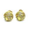 Oro Laminado Stud Earring, Gold Filled Style with White Micro Pave, Polished, Golden Finish, 02.193.0010