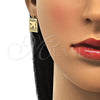 Oro Laminado Stud Earring, Gold Filled Style Airplane Design, with White Micro Pave, Polished, Golden Finish, 02.193.0011