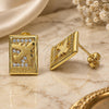 Oro Laminado Stud Earring, Gold Filled Style Airplane Design, with White Micro Pave, Polished, Golden Finish, 02.193.0011