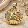 Oro Laminado Fancy Pendant, Gold Filled Style with White Micro Pave, Polished, Golden Finish, 05.193.0002
