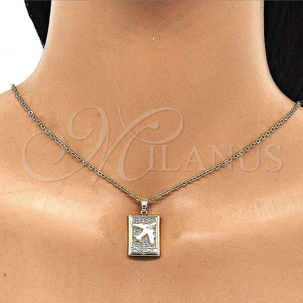Gold Filled Pendant — Fancy Pendant Airplane Design with White Micro Pave — alternate product view — SKU 148334 | Oro Laminado dije — elegante Pendant Airplane diseño with blanco Micro Pave — SKU 148334