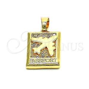 Gold Filled Pendant — Fancy Pendant Airplane Design with White Micro Pave — main product view — SKU 148334 | Oro Laminado dije — elegante Pendant Airplane diseño with blanco Micro Pave — SKU 148334
