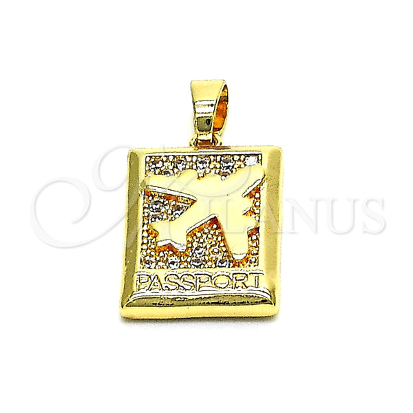 Gold Filled Pendant — Fancy Pendant Airplane Design with White Micro Pave — main product view — SKU 148334 | Oro Laminado dije — elegante Pendant Airplane diseño with blanco Micro Pave — SKU 148334