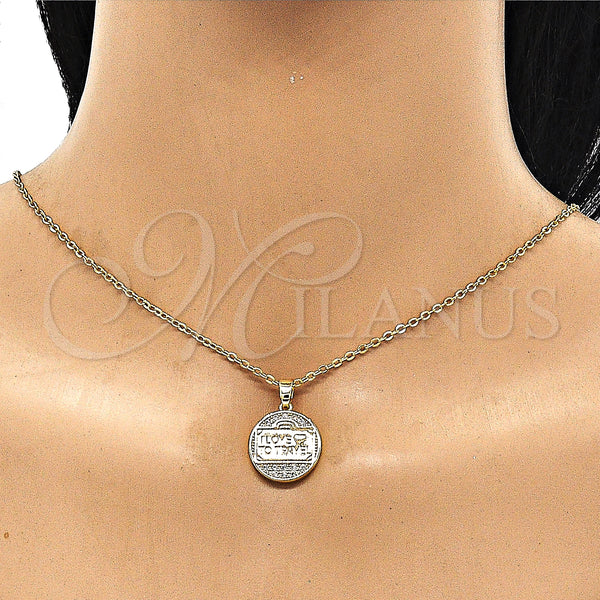 Gold Filled Pendant — Fancy Pendant Heart and Love Design with White — alternate product view — SKU 148336 | Oro Laminado dije — elegante Pendant corazón and Love diseño with blanco — SKU 148336