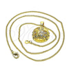 Oro Laminado Pendant Necklace, Gold Filled Style with White Micro Pave, Polished, Golden Finish, 04.193.0002.18 (01 MM Thickness, 18 Inches Length)