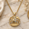 Oro Laminado Pendant Necklace, Gold Filled Style with White Micro Pave, Polished, Golden Finish, 04.193.0002.18 (01 MM Thickness, 18 Inches Length)