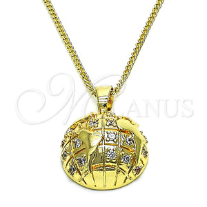 Gold Filled Necklace — Pendant Necklace with White Micro Pave Polished 04. — main product view — SKU 148338 | Oro Laminado collar — Pendant Necklace with blanco Micro Pave pulido 04. — SKU 148338