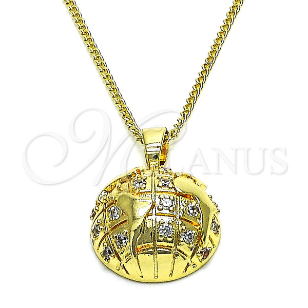 Gold Filled Necklace — Pendant Necklace with White Micro Pave Polished 04. — main product view — SKU 148338 | Oro Laminado collar — Pendant Necklace with blanco Micro Pave pulido 04. — SKU 148338