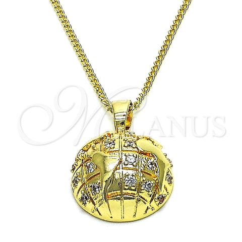 Oro Laminado Pendant Necklace, Gold Filled Style with White Micro Pave, Polished, Golden Finish, 04.193.0002.18 (01 MM Thickness, 18 Inches Length)