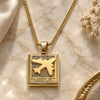 Oro Laminado Pendant Necklace, Gold Filled Style Airplane Design, with White Micro Pave, Polished, Golden Finish, 04.193.0003.18 (01 MM Thickness, 18 Inches Length)