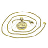 Oro Laminado Pendant Necklace, Gold Filled Style Heart and Love Design, with White Micro Pave, Polished, Golden Finish, 04.193.0005.18 (01 MM Thickness, 18 Inches Length)