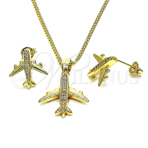 Gold Filled Ring — Earring and Pendant Adult Set Airplane Design with — main product view — SKU 148342 | Oro Laminado anillo — Earring and Pendant Adult Set Airplane diseño with — SKU 148342