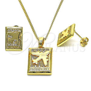 Gold Filled Ring — Earring and Pendant Adult Set Airplane Design with — main product view — SKU 148344 | Oro Laminado anillo — Earring and Pendant Adult Set Airplane diseño with — SKU 148344