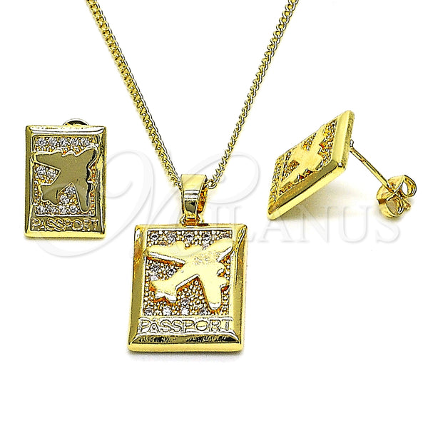 Gold Filled Ring — Earring and Pendant Adult Set Airplane Design with — main product view — SKU 148344 | Oro Laminado anillo — Earring and Pendant Adult Set Airplane diseño with — SKU 148344