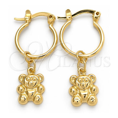 Oro Laminado Small Hoop, Gold Filled Style Teddy Bear Design, Polished, Golden Finish, 02.58.0065.12