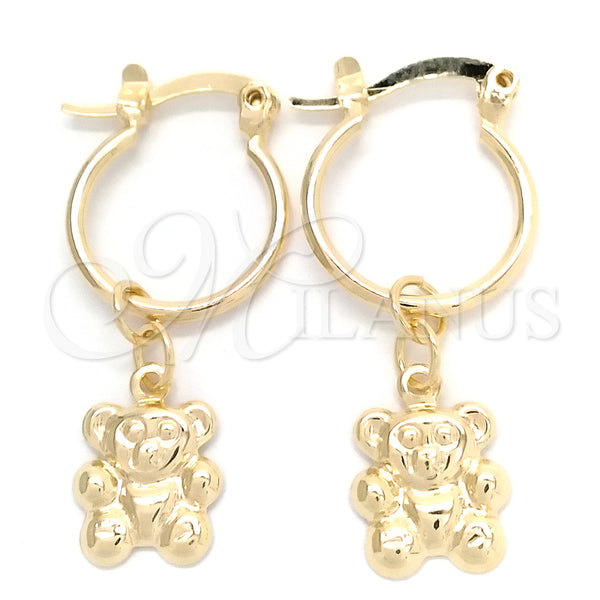 Gold Filled Hoop Earrings — Small Hoop Teddy Bear Design Polished 02.58. — main product view — SKU 148348 | Oro Laminado aretes de aro — Small Hoop Teddy Bear diseño pulido 02.58. — SKU 148348