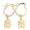 Oro Laminado Small Hoop, Gold Filled Style Teddy Bear Design, Polished, Golden Finish, 02.58.0065.12