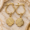 Oro Laminado Small Hoop, Gold Filled Style Four-leaf Clover Design, Polished, Golden Finish, 02.58.0067.12