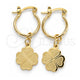 Oro Laminado Small Hoop, Gold Filled Style Four-leaf Clover Design, Polished, Golden Finish, 02.58.0067.12