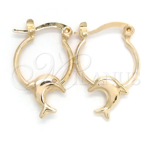 Gold Filled Hoop Earrings — Small Hoop Dolphin Design Polished 02.58. — main product view — SKU 148354 | Oro Laminado aretes de aro — Small Hoop Dolphin diseño pulido 02.58. — SKU 148354