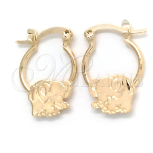 Gold Filled Hoop Earrings — Small Hoop Elephant Design Polished 02.58. — main product view — SKU 148355 | Oro Laminado aretes de aro — Small Hoop Elephant diseño pulido 02.58. — SKU 148355