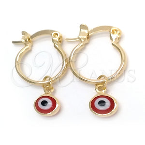 Gold Filled Hoop Earrings — Small Hoop Evil Eye Design Polished 02.58. — main product view — SKU 148357 | Oro Laminado aretes de aro — Small Hoop Evil Eye diseño pulido 02.58. — SKU 148357