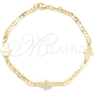 Gold Filled Bracelet — Fancy Bracelet Hand of God and Mariner Design — main product view — SKU 148359 | Oro Laminado brazalete — elegante Bracelet Hand of God and Mariner diseño — SKU 148359
