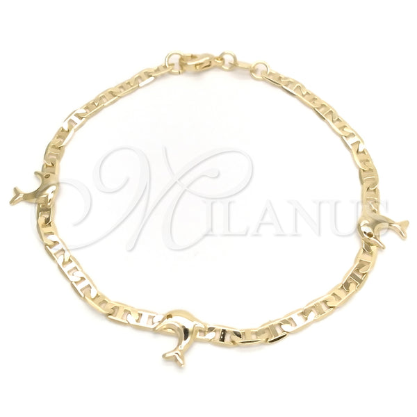 Gold Filled Bracelet — Fancy Bracelet Dolphin and Mariner Design Polished 03.58. — main product view — SKU 148361 | Oro Laminado brazalete — elegante Bracelet Dolphin and Mariner diseño pulido 03.58. — SKU 148361