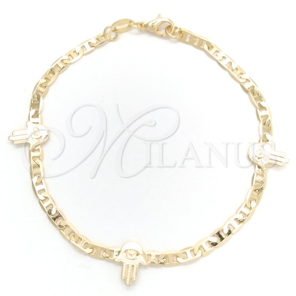 Gold Filled Bracelet — Fancy Bracelet Hand of God and Mariner Design — main product view — SKU 148362 | Oro Laminado brazalete — elegante Bracelet Hand of God and Mariner diseño — SKU 148362