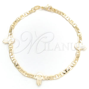 Gold Filled Bracelet — Fancy Bracelet Hand of God and Mariner Design — main product view — SKU 148362 | Oro Laminado brazalete — elegante Bracelet Hand of God and Mariner diseño — SKU 148362