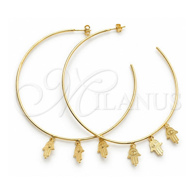 Oro Laminado Large Hoop, Gold Filled Style Hand Design, Polished, Golden Finish, 02.58.0074.70