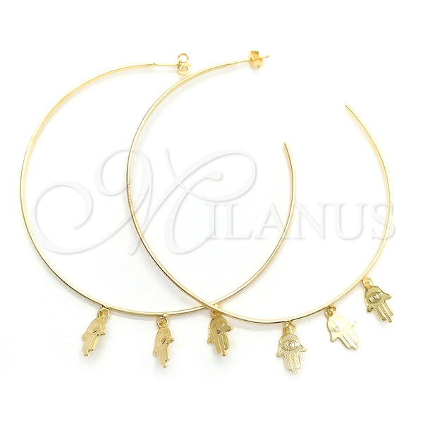 Gold Filled Hoop Earrings — Large Hoop Hand Design Polished 02.58. — main product view — SKU 148365 | Oro Laminado aretes de aro — Large Hoop Hand diseño pulido 02.58. — SKU 148365