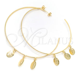 Gold Filled Hoop Earrings — Large Hoop Guadalupe Design Polished 02.58. — main product view — SKU 148366 | Oro Laminado aretes de aro — Large Hoop Guadalupe diseño pulido 02.58. — SKU 148366