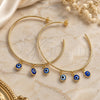 Oro Laminado Large Hoop, Gold Filled Style Evil Eye Design, Polished, Golden Finish, 02.58.0078.70