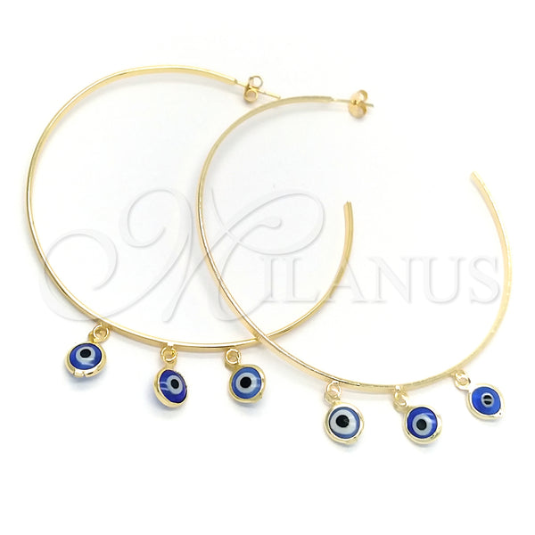 Gold Filled Hoop Earrings — Large Hoop Evil Eye Design Polished 02.58. — main product view — SKU 148369 | Oro Laminado aretes de aro — Large Hoop Evil Eye diseño pulido 02.58. — SKU 148369