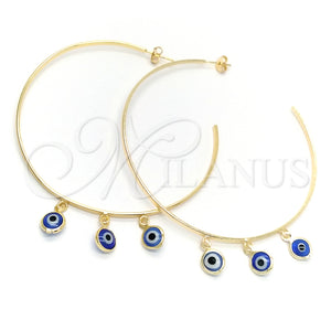 Gold Filled Hoop Earrings — Large Hoop Evil Eye Design Polished 02.58. — main product view — SKU 148369 | Oro Laminado aretes de aro — Large Hoop Evil Eye diseño pulido 02.58. — SKU 148369