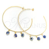 Oro Laminado Large Hoop, Gold Filled Style Evil Eye Design, Polished, Golden Finish, 02.58.0078.70