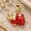 Oro Laminado Fancy Pendant, Gold Filled Style Elephant Design, Red Enamel Finish, Golden Finish, 05.58.0008.1