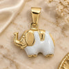 Oro Laminado Fancy Pendant, Gold Filled Style Elephant Design, White Enamel Finish, Golden Finish, 05.58.0008.2