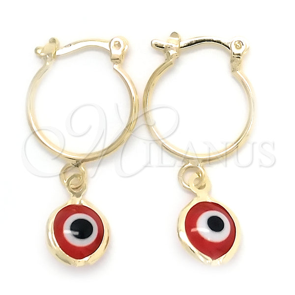 Gold Filled Hoop Earrings — Small Hoop Evil Eye Design Polished 02.32. — main product view — SKU 148380 | Oro Laminado aretes de aro — Small Hoop Evil Eye diseño pulido 02.32. — SKU 148380